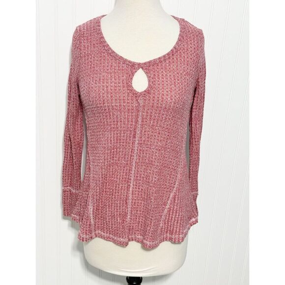 Almost Famous Knit Scoop Neck Long Sleeve Top Heather Reddish Pink Size Medium - Picture 1 of 13